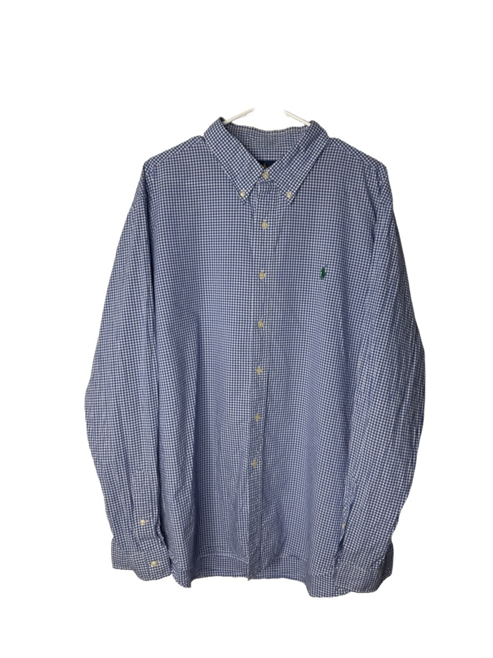 POLO RALPH LAUREN Men’s Gingham Check Blue White Button Up Long Sleeve Shirt XXL